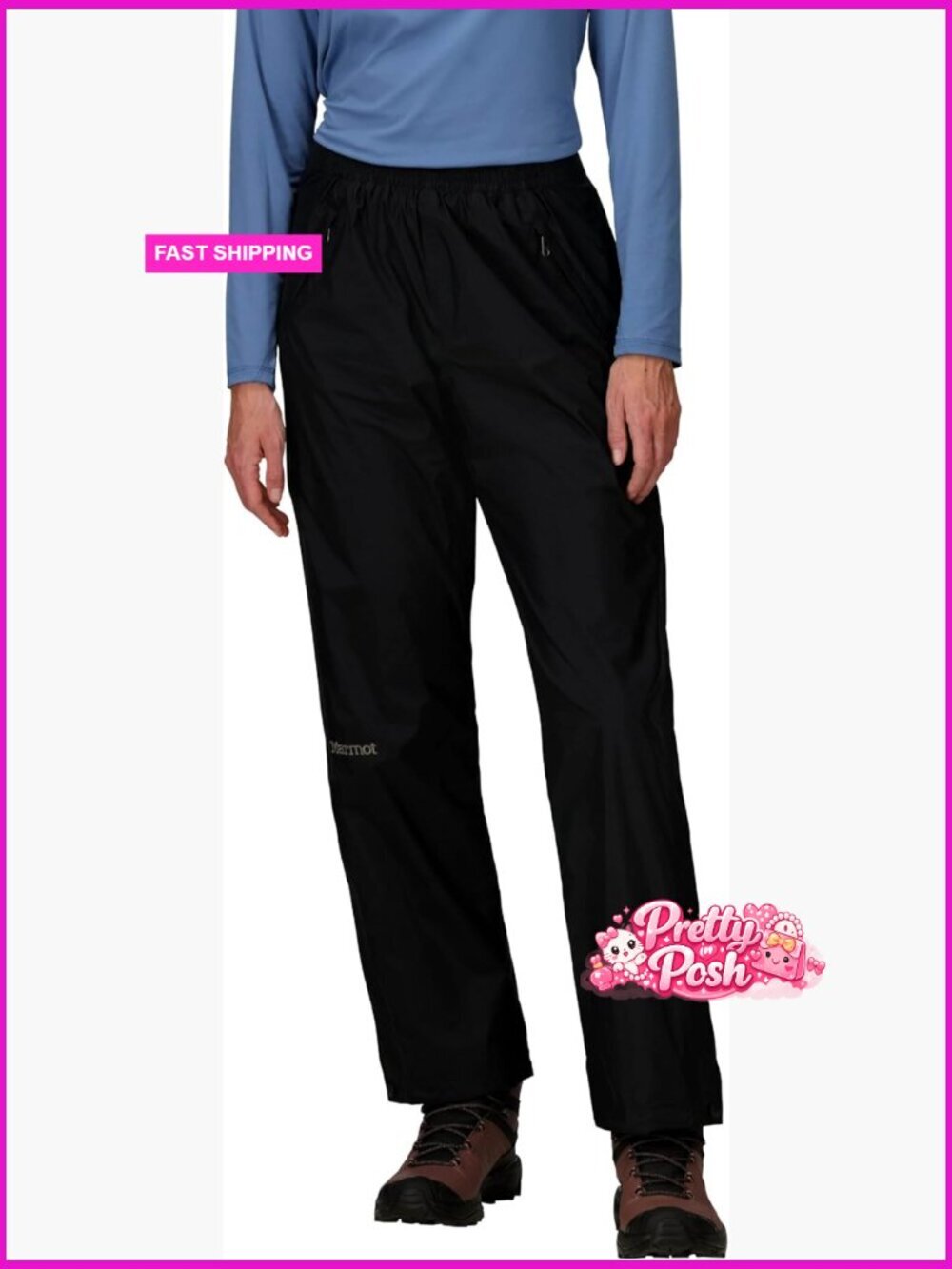 Waterproof Breathable Full Zip Rain Pants for Hiking